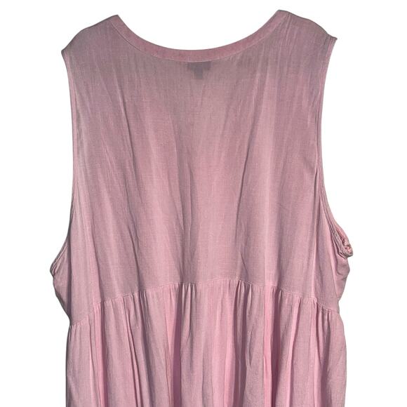 Torrid Pink Sleeveless Embroidered Babydoll Top Size 5 (5X) Rayon Cotton Blend - Picture 4 of 8